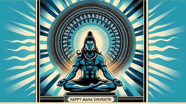 Illustrazione per maha shivratri con il Signore Shiva in meditazione