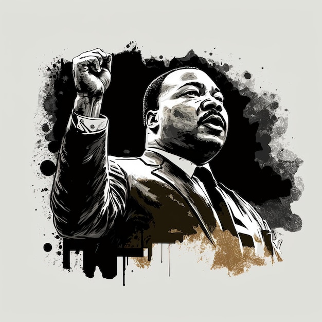 Illustrazione per Martin Luther King Jr su sfondo astratto banner o poster