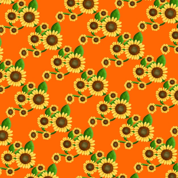 illustrazione per sfondo arancione con girasoli