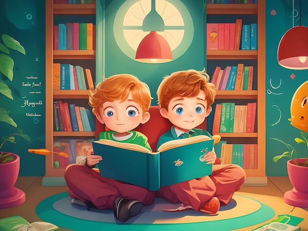 Illustrazione per un libro per bambini Copertura di una storia d'avventura generata dall'IA