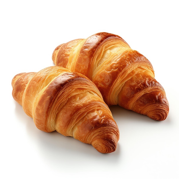 illustrazione perfetta due croissant al forno su isolamento bianco in modo accattivante mostra perfettamente