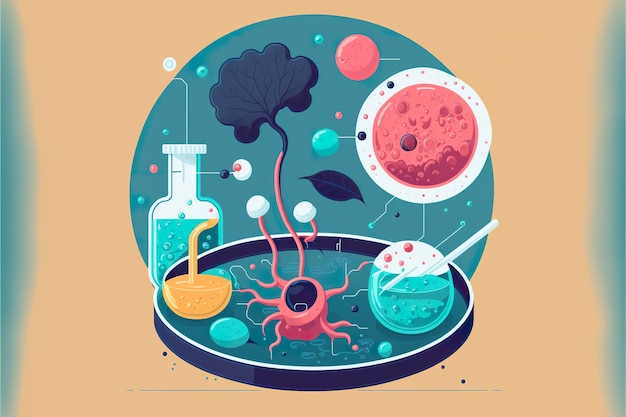 Illustrazione piana di microbiologia