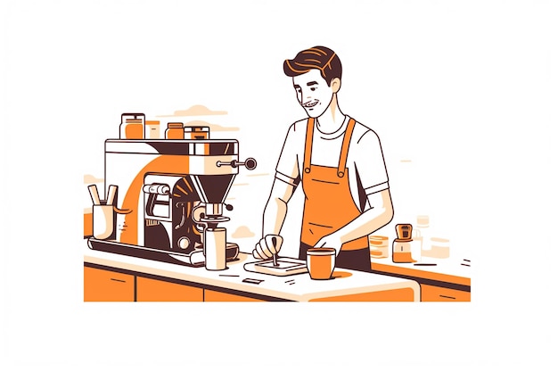 Illustrazione piatta barista maschio