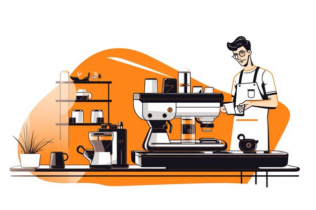 Illustrazione piatta barista maschio