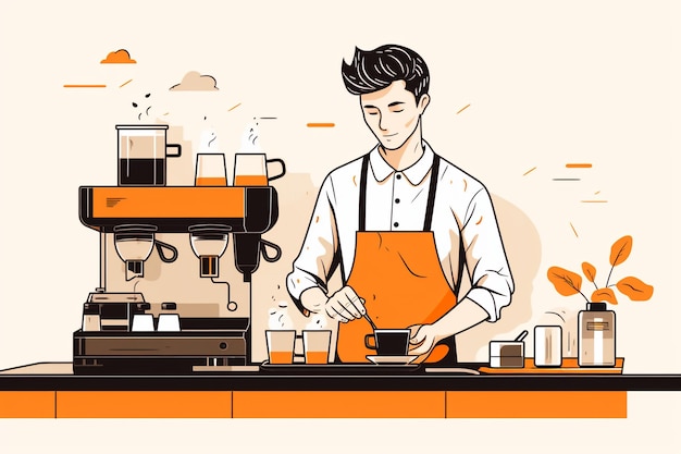 Illustrazione piatta barista maschio