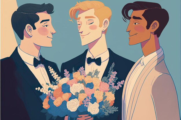 Illustrazione piatta dei matrimoni lgbt omosessuali