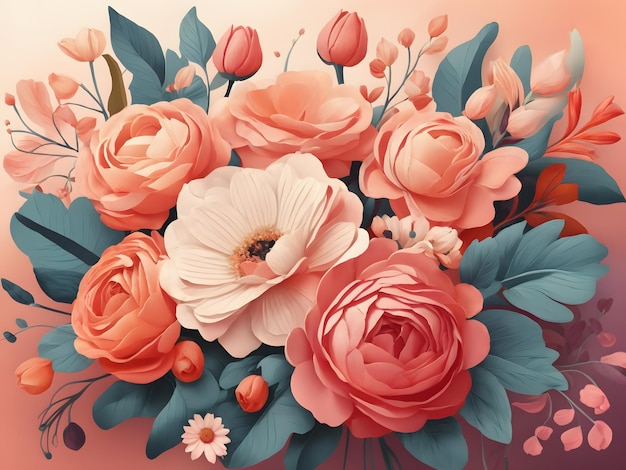 illustrazione piatta del bouquet di fiori