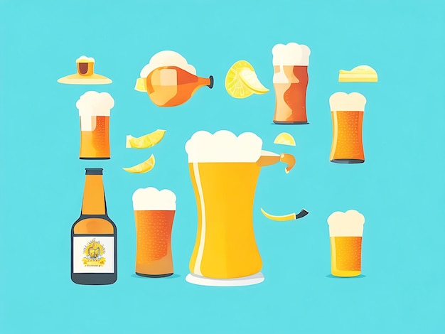 Illustrazione piatta della giornata internazionale della birra generata dall'intelligenza artificiale