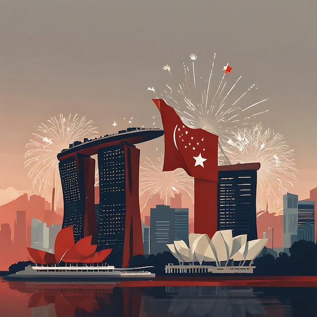 illustrazione piatta della giornata nazionale di singapore