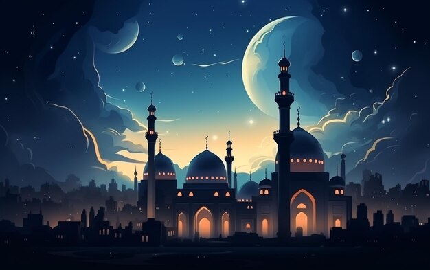 Illustrazione piatta di Ramadan Kareem