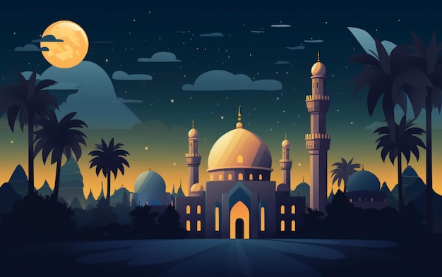 Illustrazione piatta di Ramadan Kareem