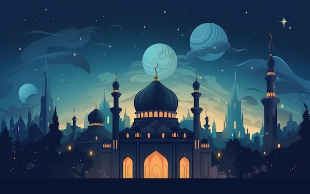 Illustrazione piatta di Ramadan Kareem