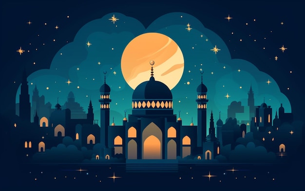 Illustrazione piatta di Ramadan Kareem