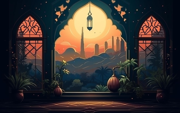 Illustrazione piatta di Ramadan Kareem