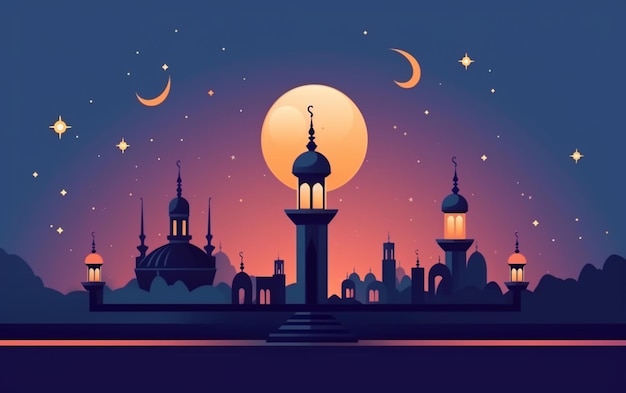 Illustrazione piatta di Ramadan Kareem