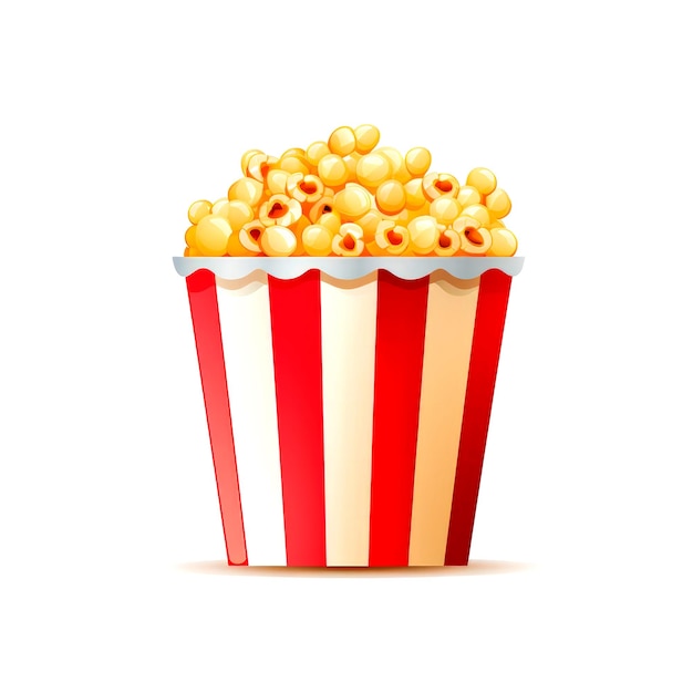 Illustrazione piatta di un secchio di popcorn isolato Design cinematografico Concept cinematografico e cinematografico