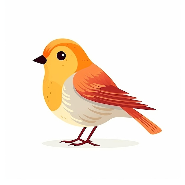 illustrazione piatta di un uccello carino e piacevole con carattere amichevole sullo sfondo bianco