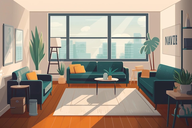 Illustrazione piatta di una stanza in un appartamento
