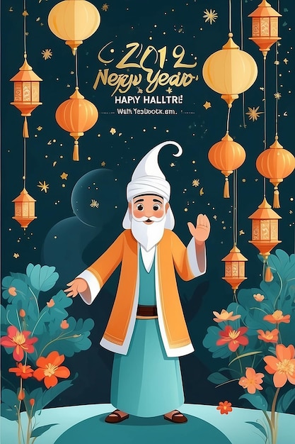 Illustrazione piatta per la celebrazione del Capodanno islamico