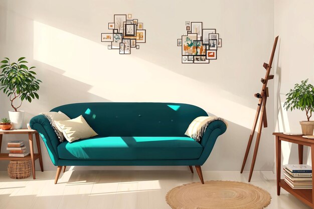Illustrazione pittura digitale del soggiorno di lavoro presso l'appartamento generativo AI