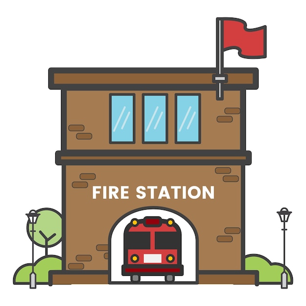 Illustrazione png della stazione dei vigili del fuoco sfondo trasparente