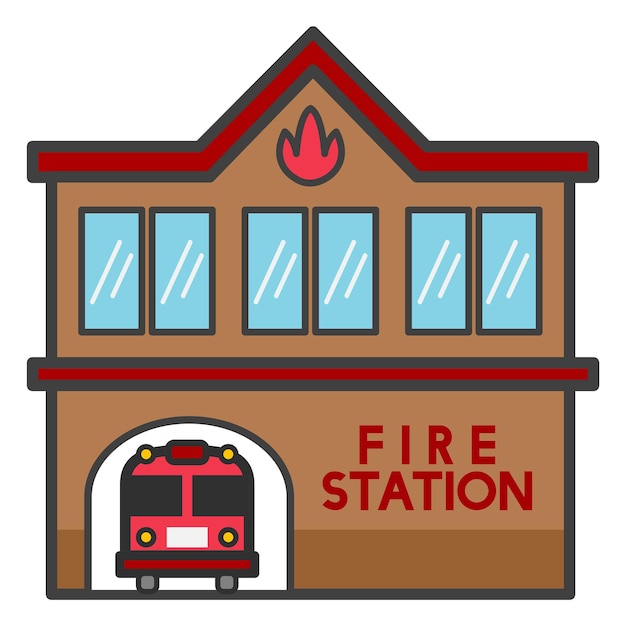 Illustrazione png della stazione dei vigili del fuoco sfondo trasparente