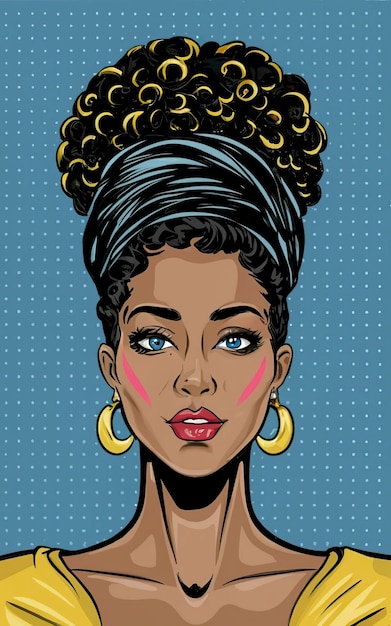 illustrazione pop art del viso femminile afroamericano