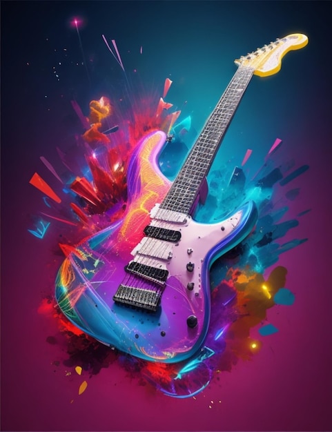 illustrazione potente magica vibrante della chitarra della roccia