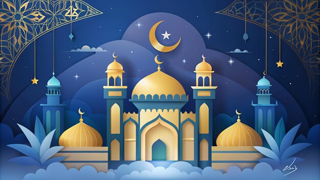 Illustrazione premium di Eid Mubarak con design di lusso