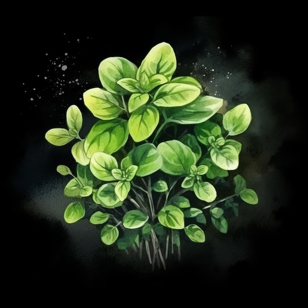 Illustrazione quadrata dell'acquerello delle erbe aromatiche dell'origano