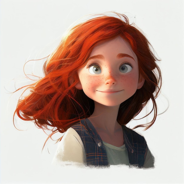 Illustrazione ragazza carina per grafica avatar su sfondo bianco Creato con la tecnologia generativa AI