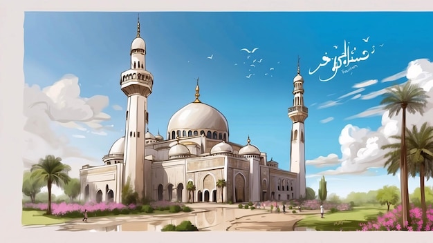 Illustrazione Ramadan Kareem Illustrazione del design del banner del festival islamico di Eid