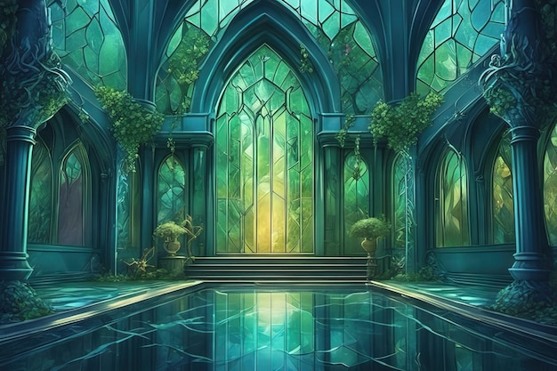 Illustrazione rappresentata in 3 d di un castello fantasy