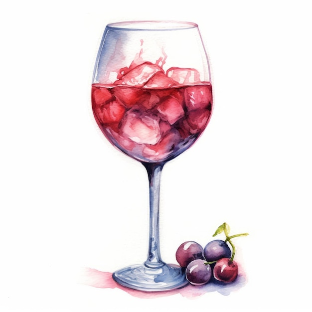 Illustrazione realistica ad acquerello di cocktail di vino
