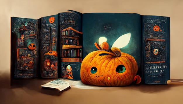 Illustrazione realistica del festival di halloween. Immagini notturne di Halloween per carta da parati. Illustrazione 3D.