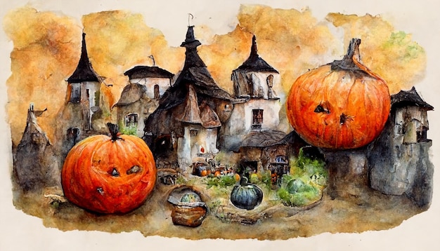 Illustrazione realistica del festival di halloween. Immagini notturne di Halloween per carta da parati. Illustrazione 3D.