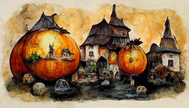 Illustrazione realistica del festival di halloween. Immagini notturne di Halloween per carta da parati. Illustrazione 3D.