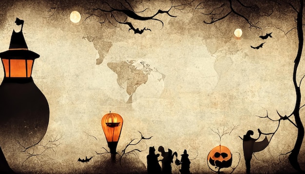 Illustrazione realistica del festival di halloween. Immagini notturne di Halloween per carta da parati