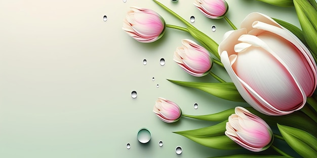 Illustrazione realistica del fiore di un fiore e di una foglia del tulipano