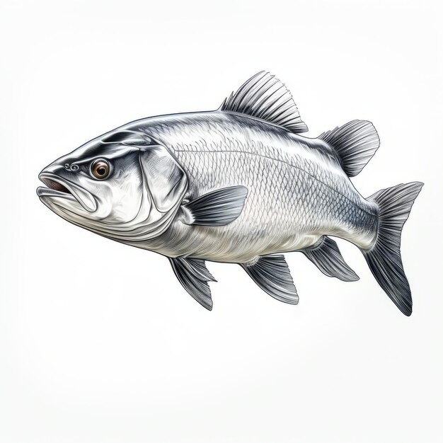 Illustrazione realistica del pesce basso in proporzioni classiche