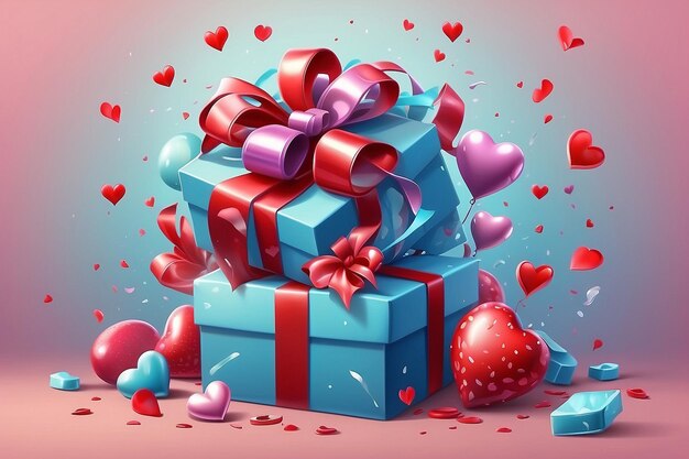 Illustrazione realistica del regalo di San Valentino