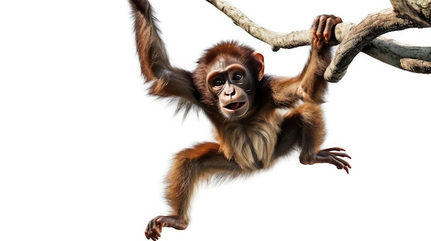 Illustrazione realistica della foto della scimmia ragno - AI generativa. Scimmia, oscillante, ramo, mammifero.