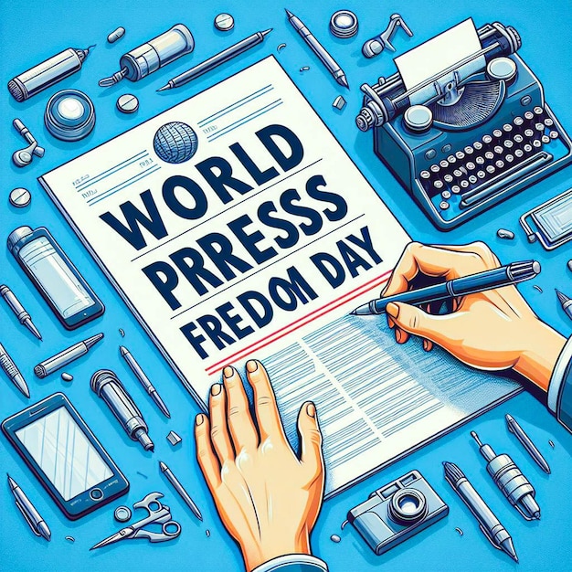 illustrazione realistica della giornata mondiale della libertà di stampa