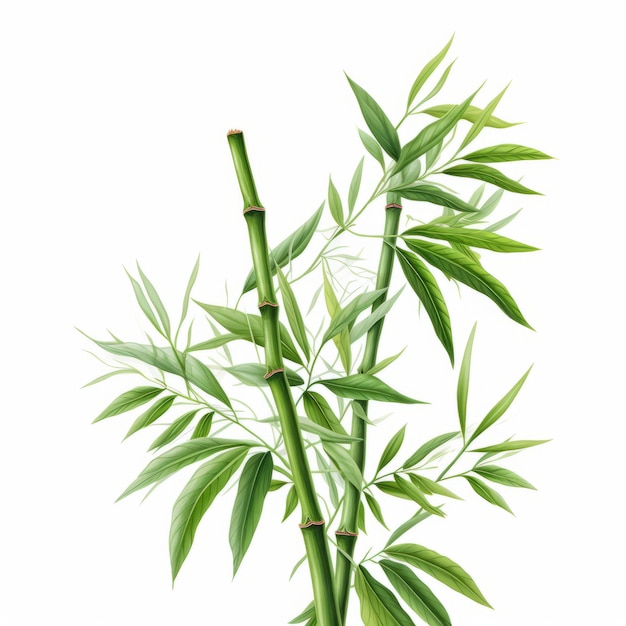 Illustrazione realistica di bambù su sfondo bianco Immagine Uhd