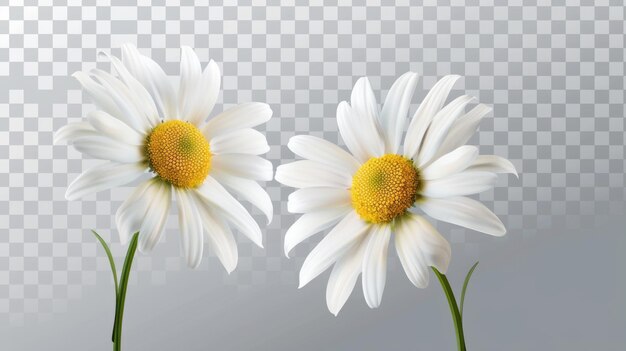 Illustrazione realistica di fiori di camomilla su uno sfondo trasparente