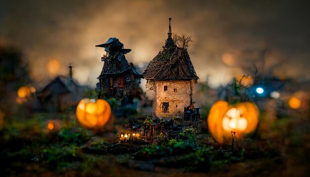 Illustrazione realistica di Halloween. Immagini di notte di Halloween per l'illustrazione di wallpaper.3D.