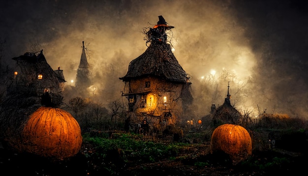 Illustrazione realistica di Halloween. Immagini di notte di Halloween per l'illustrazione di wallpaper.3D.