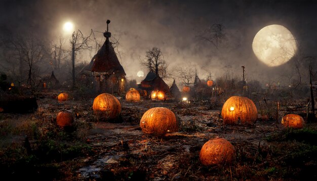 Illustrazione realistica di Halloween. Immagini di notte di Halloween per l'illustrazione di wallpaper.3D.