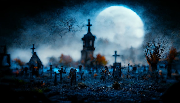 Illustrazione realistica di Halloween. Immagini di notte di Halloween per l'illustrazione di wallpaper.3D.