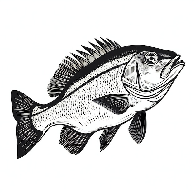 illustrazione realistica di pesci bianchi neri disegnati a mano